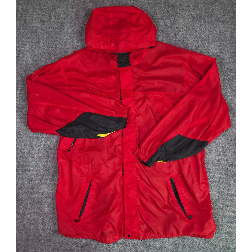 Vintage 90s Marlboro Adventure Team Jacket Mens XL Red Nylon Hooded Windbreaker